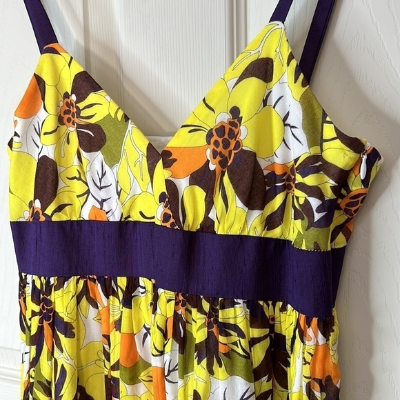 MILLY Silk Blend Floral Print Spaghetti Strap Sundress Size 6 - Picture 4 of 16